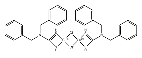 Copper, bisbis(phenylmethyl)carbamodithioato-S,Sdi-.mu.-chlorodi- Struktur