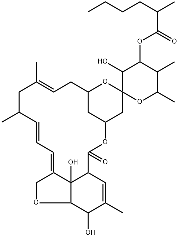 (6R,22R,23S,25R)-5-O-Demethyl-28-deoxy-6,28-epoxy-22-hydroxy-25-methyl-23-[(2-methyl-1-oxohexyl)oxy]milbemycin B Struktur