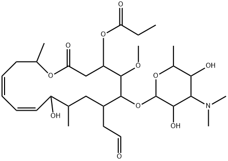 Leucomycin V, 4A-O-de(2,6-dideoxy-3-C-methyl-α-L-ribo-hexopyranosyl)-, 3-propanoate (9CI) Struktur