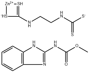 N,N -Ethylenebis(dithiocarbaminoic acid), zinc salt, mixture with 1 H-benzimidazol-2-yl carbaminoic acid, methyl ephyrom Struktur