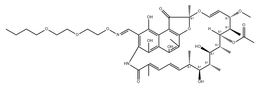 3-[2-(2-Butoxyethoxy)ethoxyiminomethyl]rifamycin SV Struktur