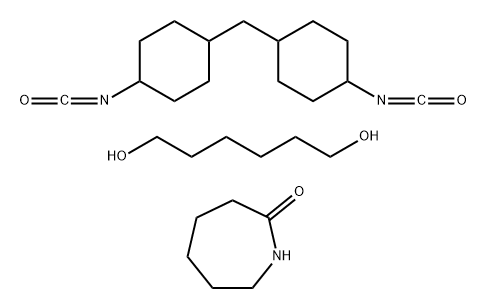 2H-Azepin-2-one, hexahydro-, polymer with 1,6-hexanediol and 1,1'-methylenebis[4-isocyanatocyclohexane] 2-Oxohexamethyleneimine, 1,6-hexanediol, methylene bis(4-cyclohexylisocyanate) polymer Struktur