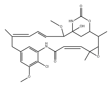 (2E)-3-De[2-[acetyl(methyl)amino]-1-oxopropoxy]-2,3-didehydro-22-demethylmaytansine Struktur