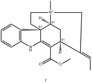 Curanium, 2,16,19,20-tetradehydro-17-methoxy-4-methyl-17-oxo-, iodide, (19E)- (9CI) Struktur