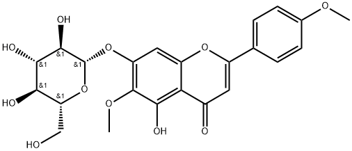 5-hydroxy-6,4'-dimethoxyflavone-7-O-β-D-glucopyranoside Struktur