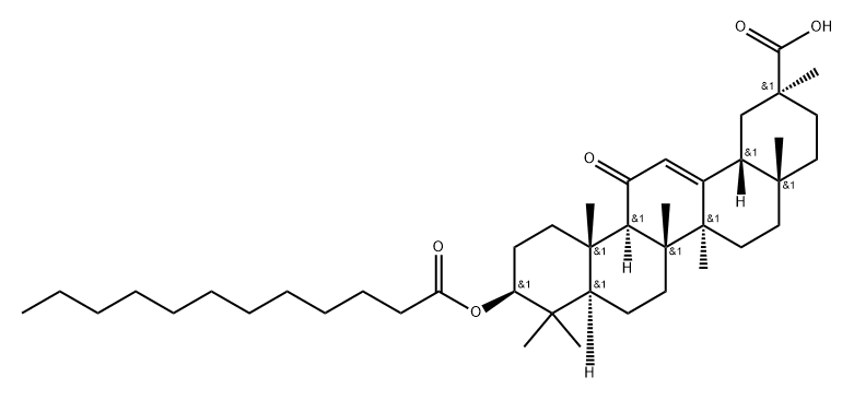 Olean-12-en-29-oic acid, 11-oxo-3-[(1-oxododecyl)oxy]-, (3β,20β)- Struktur