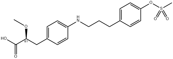 Benzenepropanoic acid, α-methoxy-4-[[3-[4-[(methylsulfonyl)oxy]phenyl]propyl]amino]-, (αS)- Struktur