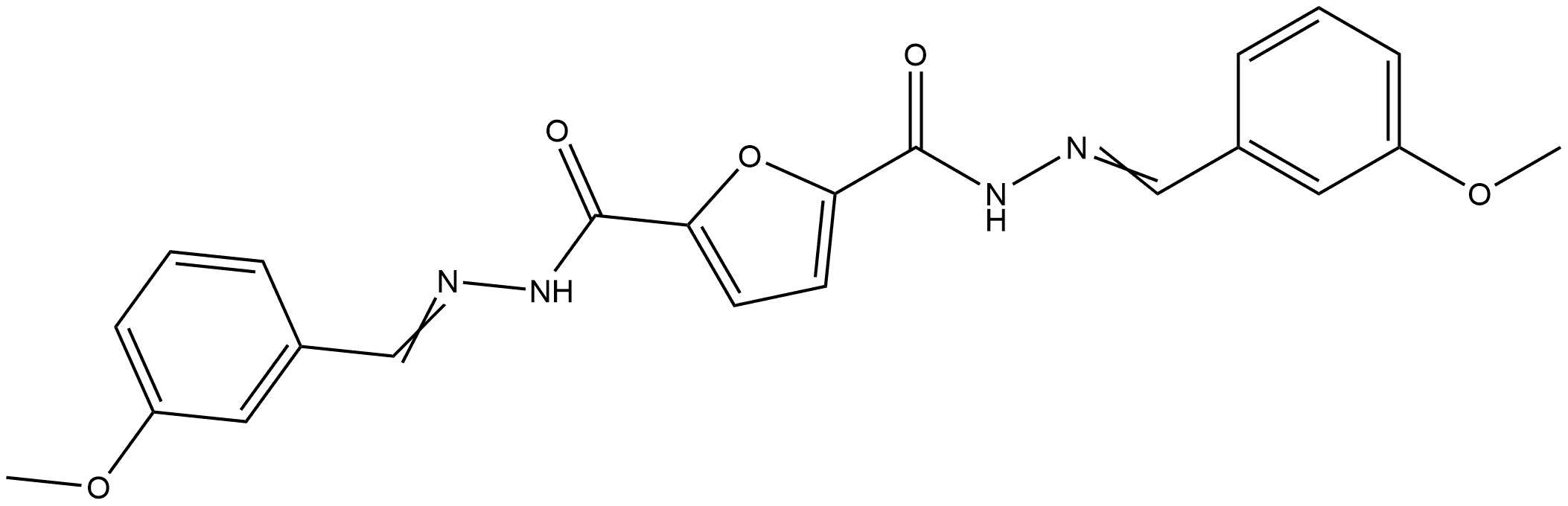 2-N,5-N-bis[(E)-(3-methoxyphenyl)methylideneamino]furan-2,5-dicarboxamide Struktur