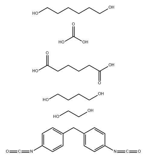 Hexanedioic acid, polymer with 1,4-butanediol, carbonic acid, 1,2-ethanediol, 1,6-hexanediol and 1,1'-methylenebis[4-isocyanatobenzene] Struktur