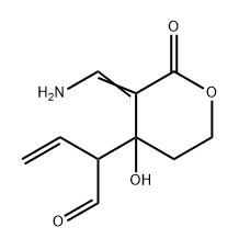 3-(Aminomethylene)tetrahydro-4-hydroxy-2-oxo-α-vinyl-2H-pyran-4-acetaldehyde Struktur