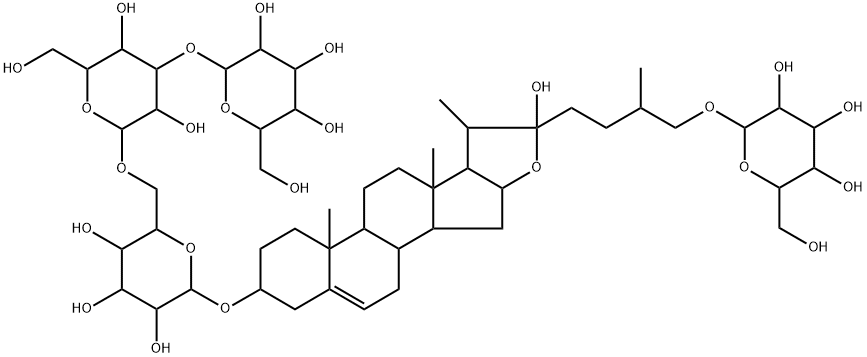 [(22R)-26-(β-D-Glucopyranosyloxy)-22-hydroxyfurost-5-en-3β-yl]6-O-(3-O-β-D-glucopyranosyl-β-D-glucopyranosyl)-β-D-glucopyranoside Struktur