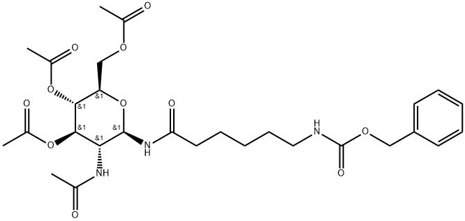 2-Acetamido-2-deoxy-3,4,6-tri-O-acetyl-N[N-(benzyloxycarbonyl)-ε-aminocaproyl]-β-D-glucopyranosylamine Struktur