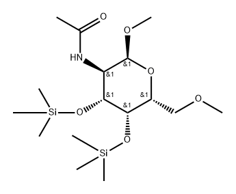 Methyl 2-(acetylamino)-6-O-methyl-3-O,4-O-bis(trimethylsilyl)-2-deoxy-α-D-galactopyranoside Struktur