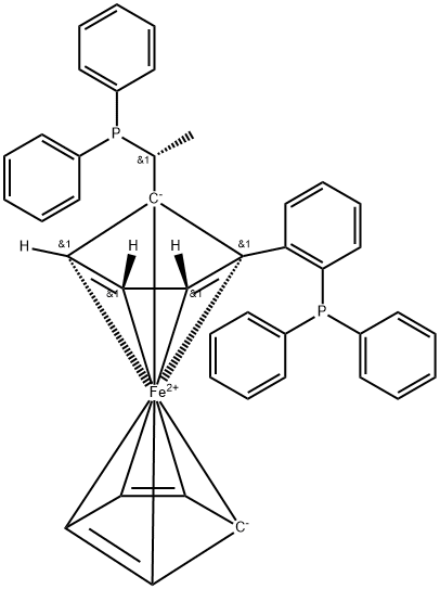 (R)-(+)-1-[(R)-2-(2'-Diphenylphosphinophenyl)ferrocenyl]ethyldiphenylphosphine Struktur