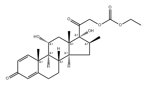 [2-[(8S,9S,10R,11R,13S,14S,16S,17R)-11,17-dihydroxy-10,13,16-trimethyl-3-oxo-7,8,9,11,12,14,15,16-octahydro-6H-cyclopenta[a]phenanthren-17-yl]-2-oxo-ethyl] ethyl carbonate Struktur