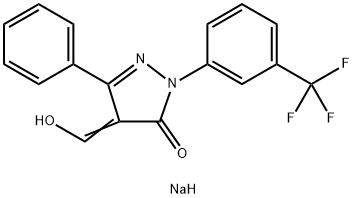 3H-Pyrazol-3-one, 2,4-dihydro-4-(hydroxymethylene)-5-phenyl-2-[3-(trifluoromethyl)phenyl]-, sodium salt (1:1) Struktur