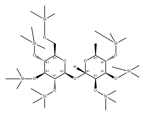 [6-Deoxy-2-O,3-O,4-O-tris(trimethylsilyl)-α-L-mannopyranosyl]2-O,3-O,4-O,6-O-tetrakis(trimethylsilyl)-β-D-glucopyranoside Struktur