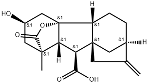 3β,4aα-Dihydroxy-1β-methyl-8-methylenegibbane-1α,10β-dicarboxylic acid 1,4a-lactone Struktur