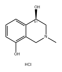 (4R)-4,8-dihydroxy-N-methyl-1,2,3,4-tetrahydroisoquinoline hydrochloride monohydrate Struktur