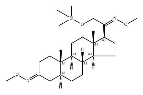 21-(Trimethylsiloxy)-5α-pregnane-3,20-dione bis(O-methyl oxime) Struktur