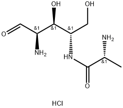 L-Arabinose, 2-amino-4-[[(2R)-2-amino-1-oxopropyl]amino]-2,4-dideoxy-, dihydrochloride (9CI) Struktur