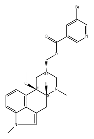 Ergoline-8-methanol, 10-methoxy-1,6-dimethyl-, 5-bromo-3-pyridinecarboxylate (ester), (8α,10β)- (9CI) Struktur