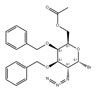 2-Azido-2-deoxy-3-O,4-O-dibenzyl-6-O-acetyl-α-D-galactopyranosyl bromide Struktur