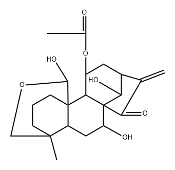 (4R,14R,20R)-11β-Acetoxy-18,20-epoxy-7α,14,20-trihydroxykaur-16-en-15-one Struktur