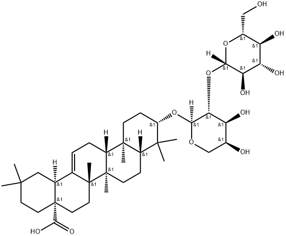 oleanolic acid-3-O-β-D-glucopyranosyl (1→2)-α-L-arabinopyranoside Struktur