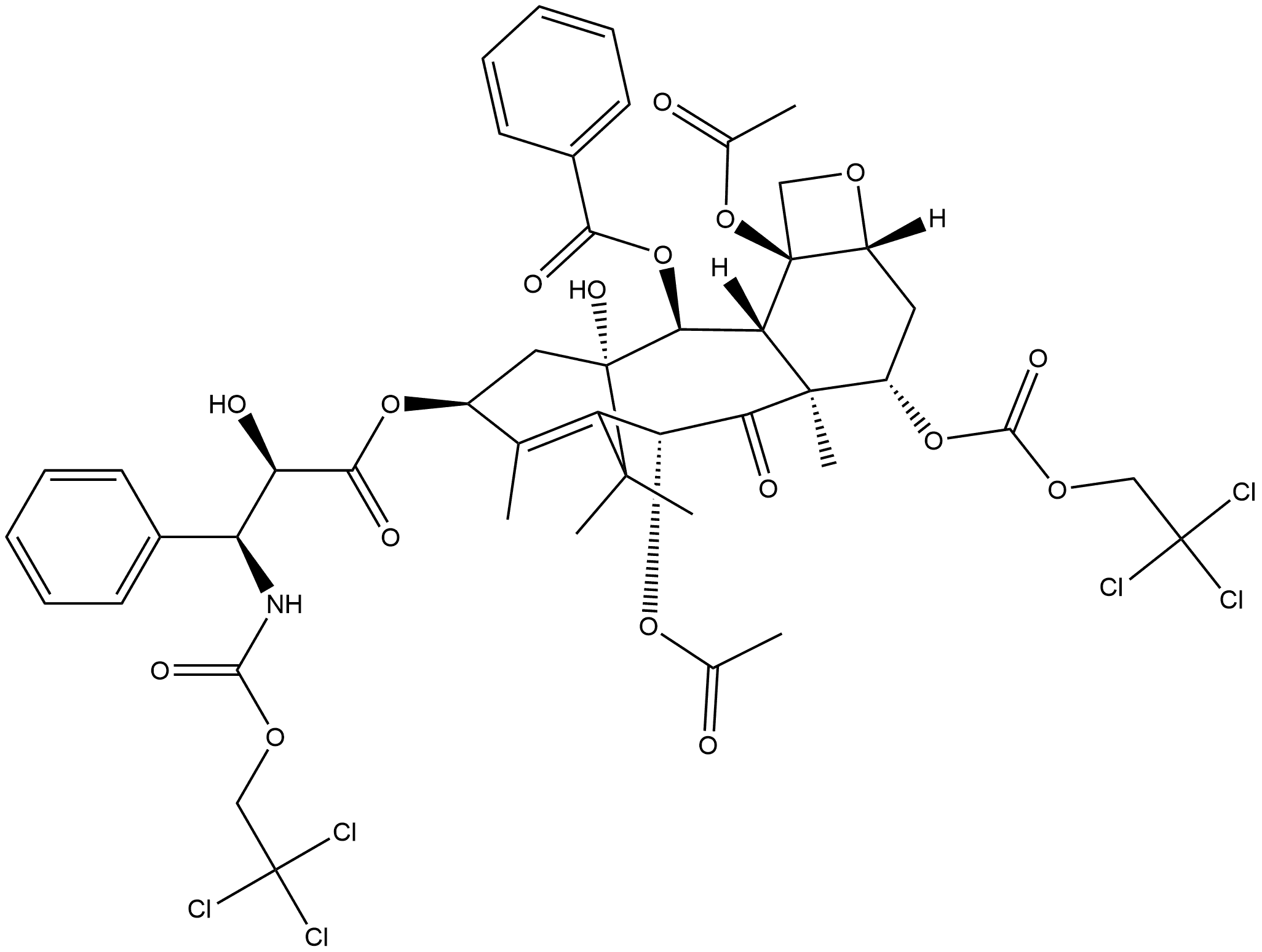 Benzenepropanoic acid, α-hydroxy-β-[[(2,2,2-trichloroethoxy)carbonyl]amino]-, (2aR,4S,4aS,6R,9S,11S,12S,12aR,12bS)-6,12b-bis(acetyloxy)-12-(benzoyloxy)-2a,3,4,4a,5,6,9,10,11,12,12a,12b-dodecahydro-11-hydroxy-4a,8,13,13-tetramethyl-5-oxo-4-[[(2,2,2-trichloroethoxy)carbonyl]oxy]-7,11-methano-1H-cyclodeca[3,4]benz[1,2-b]oxet-9-yl ester, (αR,βS)- Struktur