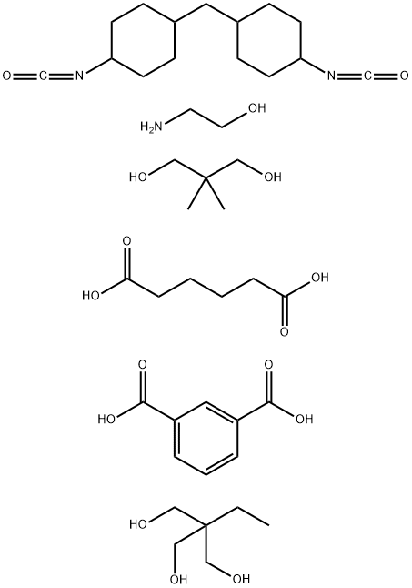 1,3-Benzenedicarboxylic acid, polymer with 2-aminoethanol, 2,2-dimethyl-1,3-propanediol, 2-ethyl-2-(hydroxymethyl)-1,3-propanediol, hexanedioic acid and 1,1'-methylenebis[4-isocyanatocyclohexane] Struktur