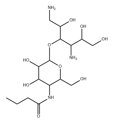 1,4-Diamino-1,4-dideoxy-3-O-(4-deoxy-4-butyrylamino-α-D-glucopyranosyl)-D-glucitol Struktur