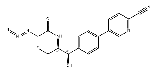 2-Azido-N-{(1R,2S)-1-[4-(6-cyano-3-pyridinyl)phenyl]-3-fluoro-1-hydroxy-2-propanyl}acetamide Struktur