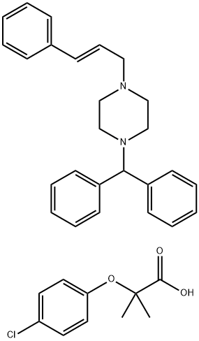 Propanoic acid, 2-(4-chlorophenoxy)-2-methyl-, compd. with (E)-1-(diphenylmethyl)-4-(3-phenyl-2-propenyl)piperazine (1:1) (9CI) Struktur