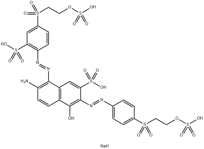 2-Naphthalenesulfonic acid, 7-amino-4-hydroxy-3-[2-[4-[[2-(sulfooxy)ethyl]sulfonyl]phenyl]diazenyl]-8-[2-[2-sulfo-4-[[2-(sulfooxy)ethyl]sulfonyl]phenyl]diazenyl]-, sodium salt (1:4) Struktur