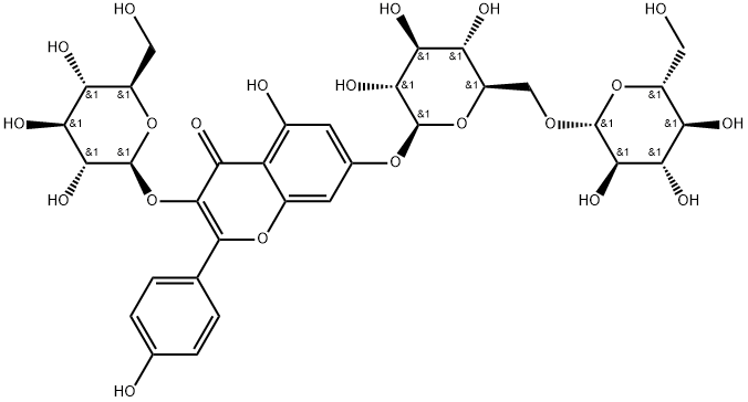 4H-1-Benzopyran-4-one, 7-[(6-O-β-D-glucopyranosyl-β-D-glucopyranosyl)oxy]-3-(β-D-glucopyranosyloxy)-5-hydroxy-2-(4-hydroxyphenyl)- Struktur