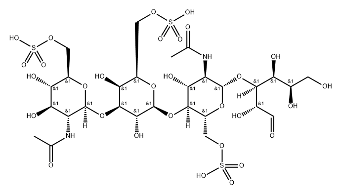 beta-Glcp-NAc6SO(3)-(1-3)-beta-Galp6SO(3)-(1-4)-beta-GlcpNAc6SO(3)-(1-3)-Galp Struktur