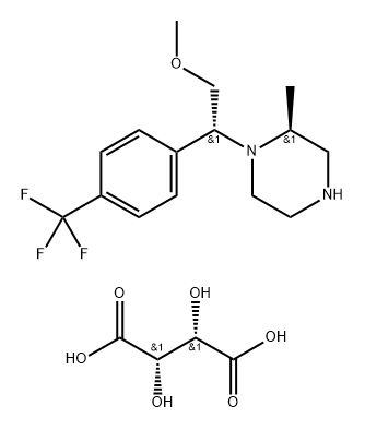 1-{(1R)-2-METHOXY-1-[4-(TRIFLUOROMETHYL)PHENYL]ETHYL}-2-METHYLPIPERAZINE D-TARTARATE (1:1) Struktur