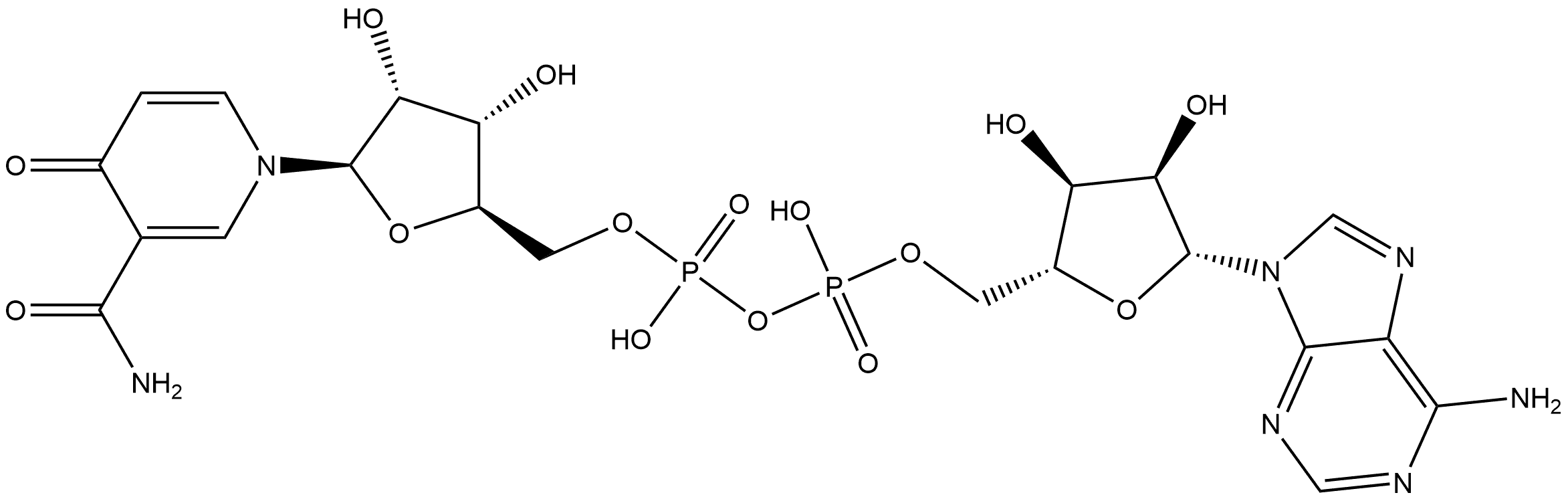 Adenosine 5'-(trihydrogen diphosphate), P'→5'-ester with 1,4-dihydro-4-oxo-1-β-D-ribofuranosyl-3-pyridinecarboxamide Struktur