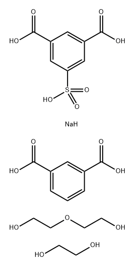 1,3-Benzenedicarboxylic acid, 5-sulfo-, monosodium salt, polymer with 1,3-benzenedicarboxylic acid, 1,2-ethanediol and 2,2'-oxybis[ethanol] Struktur