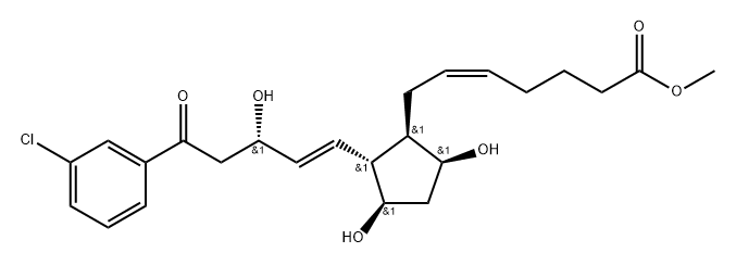 (Z)-7-[(1R)-2β-[(E,S)-5-(3-Chlorophenyl)-3-hydroxy-5-oxo-1-pentenyl]-3α,5α-dihydroxycyclopentan-1α-yl]-5-heptenoic acid methyl ester Struktur