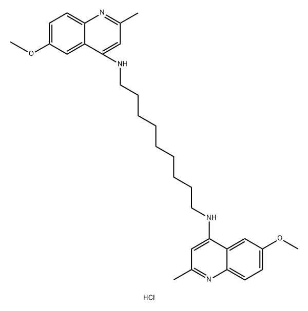 N,N-Bis(2-methyl-6-methoxy-4-quinaldyl)-1,9-diamino- nonane Dihydrochloride Hydrate Struktur