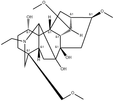 20-Ethyl-14α,16β-dimethoxy-4-(methoxymethyl)aconitane-1α,7,8-triol Struktur