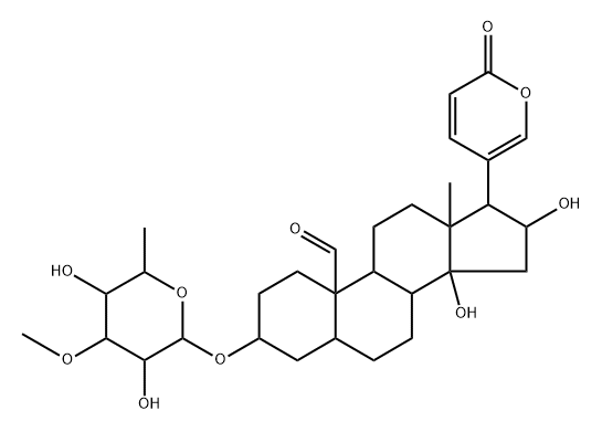 3β-[(6-Deoxy-3-O-methyl-D-glucopyranosyl)oxy]-14,16β-dihydroxy-19-oxo-5α-bufa-20,22-dienolide Struktur