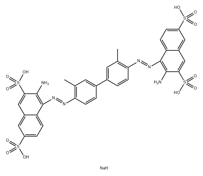 2,7-Naphthalenedisulfonic acid, 4,4'-[(3,3'-dimethyl[1,1'-biphenyl]-4,4'-diyl)bis(azo)]bis[3-amino-, tetrasodium salt Struktur