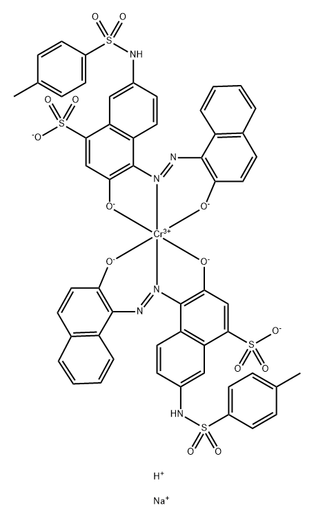 Chromate(3-), bis[3-(hydroxy-κO)-4-[[2-(hydroxy-κO)-1-naphthalenyl]azo-κN1]-7-[[(4-methylphenyl)sulfonyl]amino]-1-naphthalenesulfonato(3-)]-, disodium hydrogen Struktur