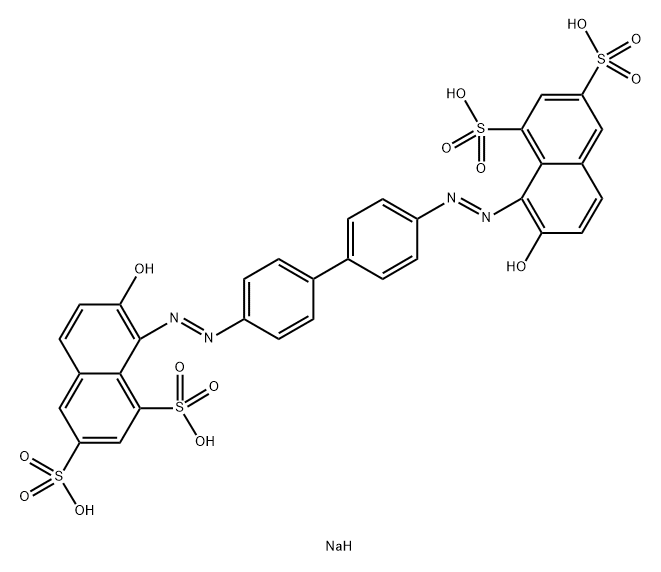 1,3-Naphthalenedisulfonic acid, 8,8'-[[1,1'-biphenyl]-4,4'-diylbis(azo)]bis[7-hydroxy-, tetrasodium salt Struktur