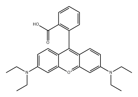 3,6-Bis(diethylamino)-9-(2-carboxyphenyl)-9,10-didehydro-9H-xanthene-10-ium Struktur