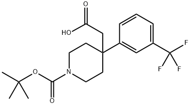 2-1-(tert-Butoxycarbonyl)-4-[3-(trifluoromethyl)phenyl]piperidin-4-ylacetic Struktur