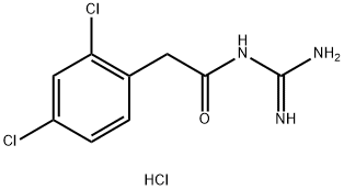 Benzeneacetamide, N-(aminoiminomethyl)-2,4-dichloro-, hydrochloride (1:1) Struktur